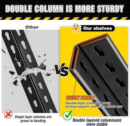 2 Pack Garage Shelving Heavy Duty Storage Shelves, Metal Adjustable Shelving - Image 6