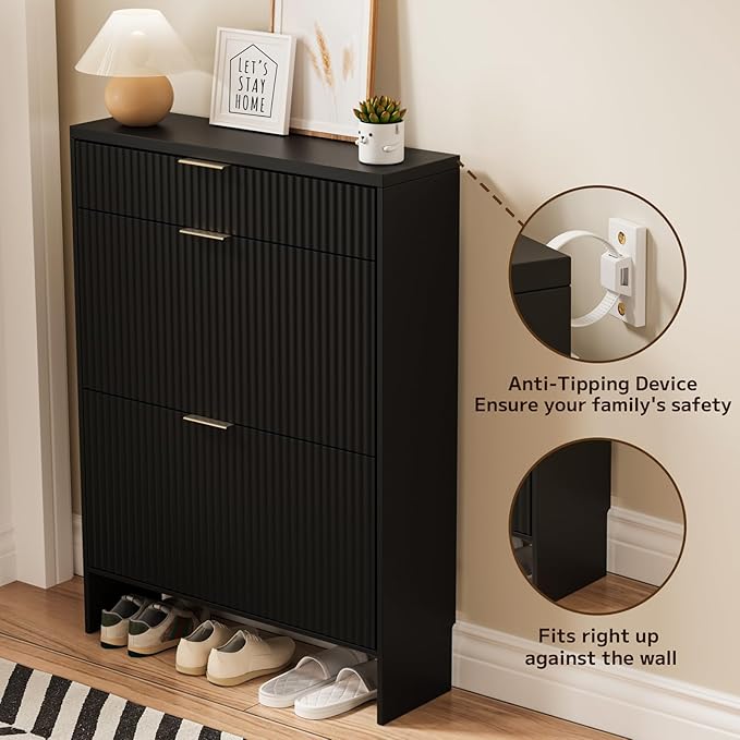 Fluted Shoe Cabinet Storage - Image 6