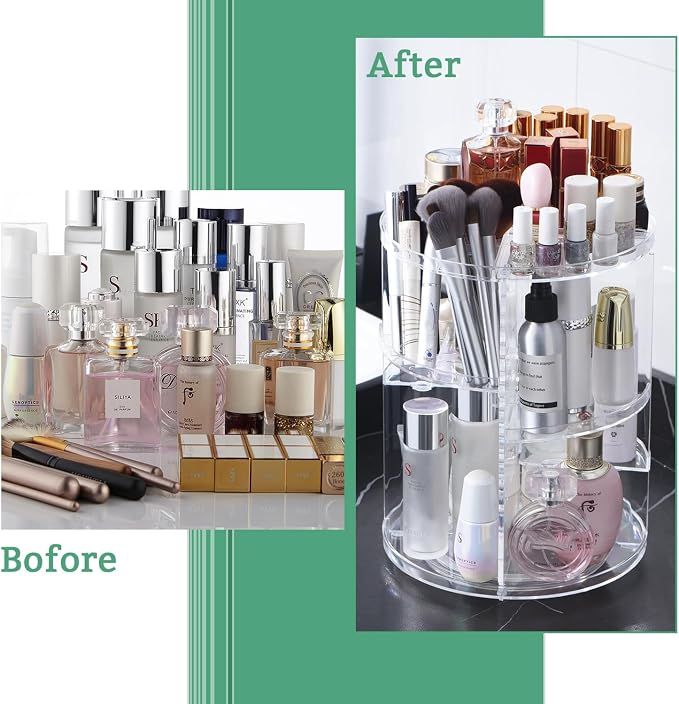 360 Rotating Makeup Organizer, DIY Adjustable Spinning Holder, Foldable - Image 7