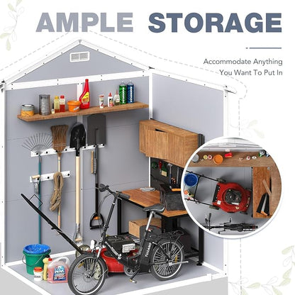 Devoko 6 x 4 FT Resin Outdoor Storage Shed - Image 3