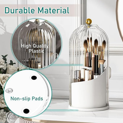 GAXmi Makeup Brush Holder with Lid Cosmetic Tools Organizer 360 Rotating - Image 7