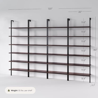 Nathan James Theo 6-Shelf Tall Bookcase, Wall Mount Bookshelf - Image 4