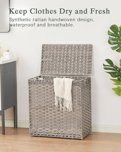 Laundry Hamper with Lid Wicker Laundry Basket 112 L Laundry Hampers Handwoven - Image 2