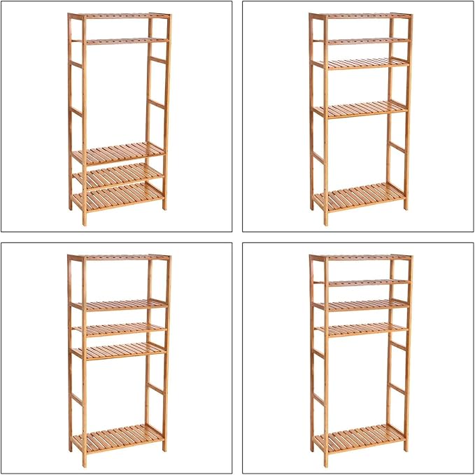SONGMICS Bamboo Storage Shelf, 5-Tier Shelving Unit, in The Entryway, Living - Image 6