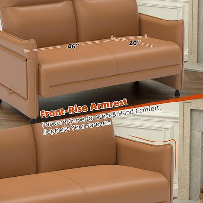 Faux Leather Loveseat, Upholstered Loveseat - Image 5