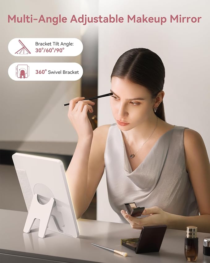 JUSRON Travel Makeup Bag With LED Mirror, Train Case with Light up Mirror - Image 3