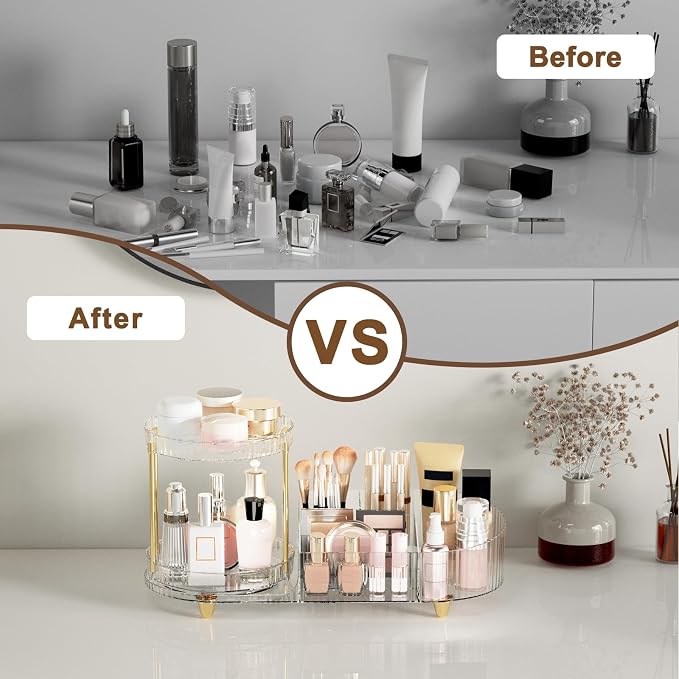 Makeup Organizer Countertop for Vanity, Rotating Perfume Tray - Image 3