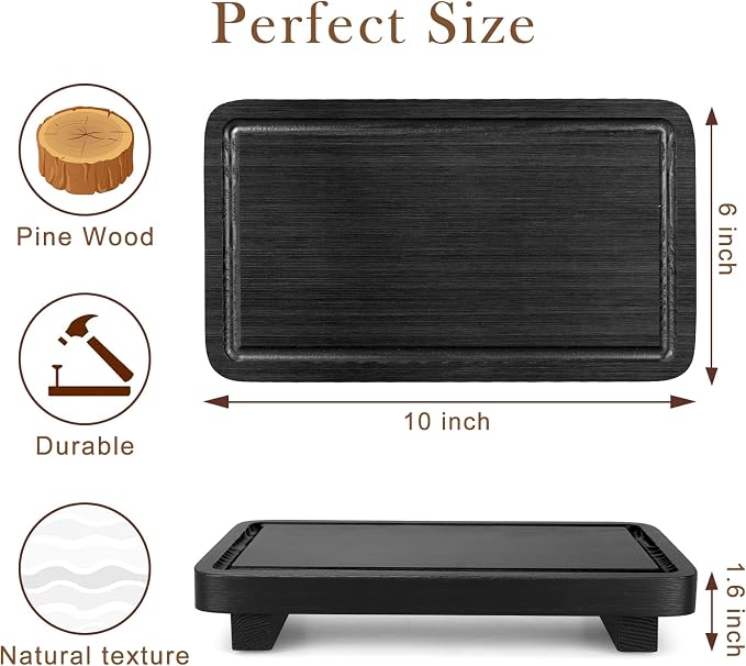 Black Bathroom Counter Organizer Wood Risers Display Pedestal Stand Kitchen - Image 6