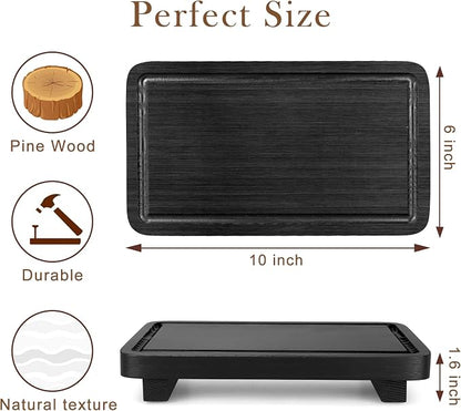 Black Bathroom Counter Organizer Wood Risers Display Pedestal Stand Kitchen - Image 6
