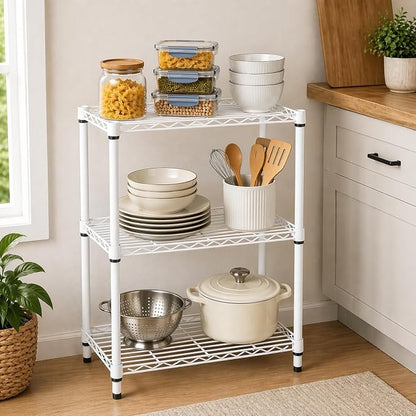 Honey-Can-Do 3-Tier White Wire Shelf, 250 lb/Shelf, kitchen & garage; no tools - Image 2
