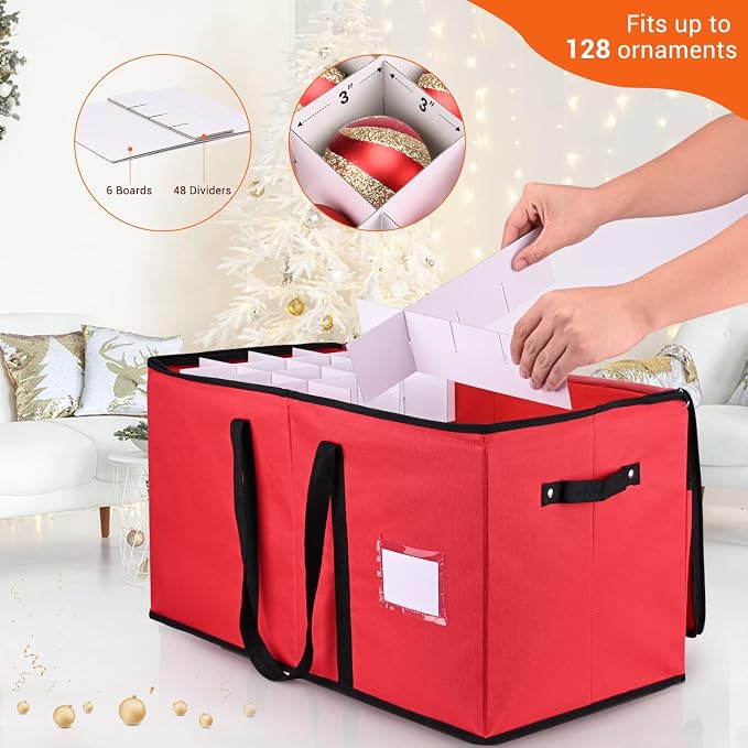 Mrrihand Christmas Ornament Storage Box, Xmas Decoration Organizer - Image 2