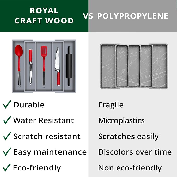 ROYAL CRAFT WOOD Luxury Bamboo Kitchen Drawer Organizer - Image 8