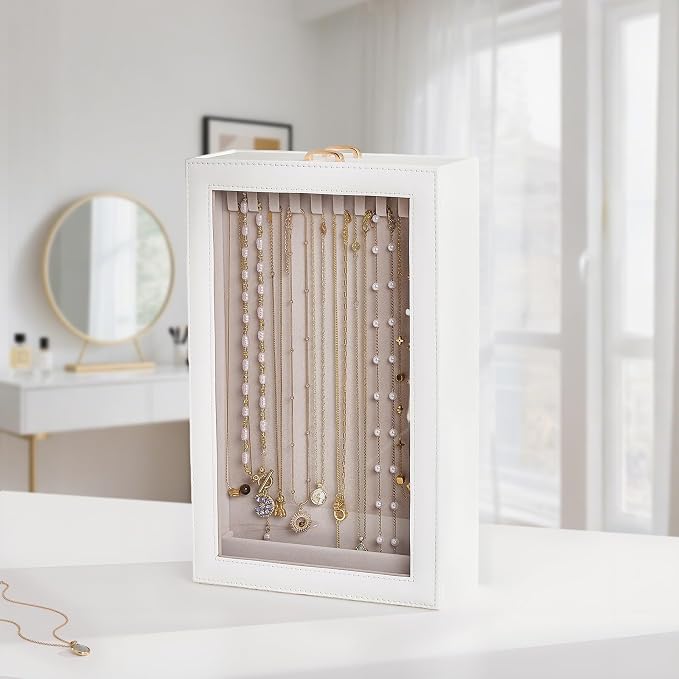 Lolalet Necklace Organizer Box, 2-Layer Jewelry Storage Boxes - Image 5