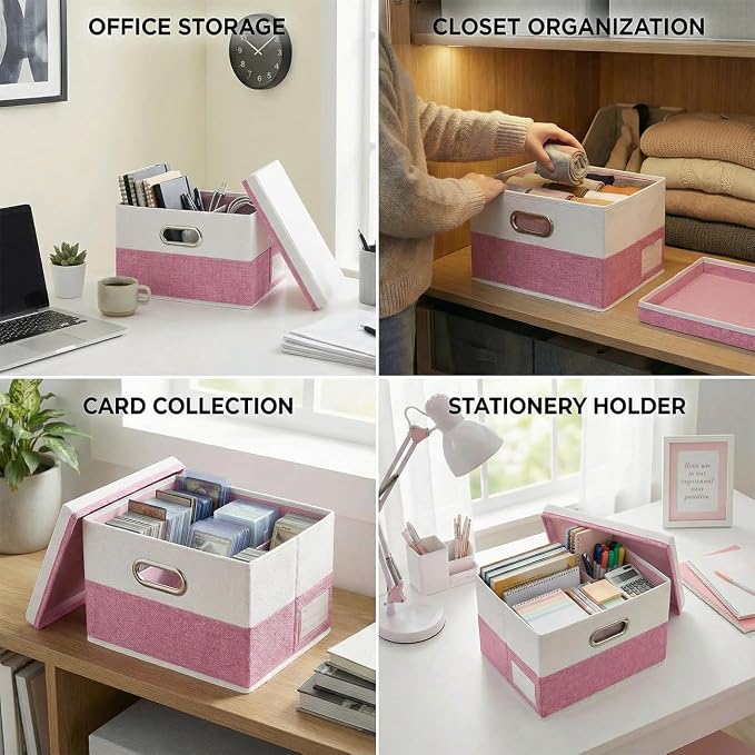 PRANDOM Storage Bins with Lids Linen Fabric Foldable Storage Boxes Organizer - Image 7