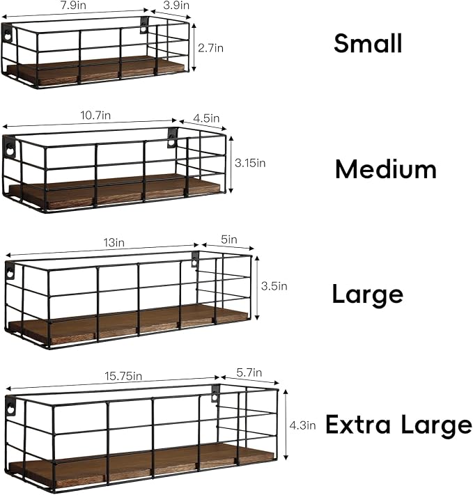 Fixwal Wall Shelves, 4 Sets of Hanging Floating Shelves, Wall Mounted Shelves - Image 3