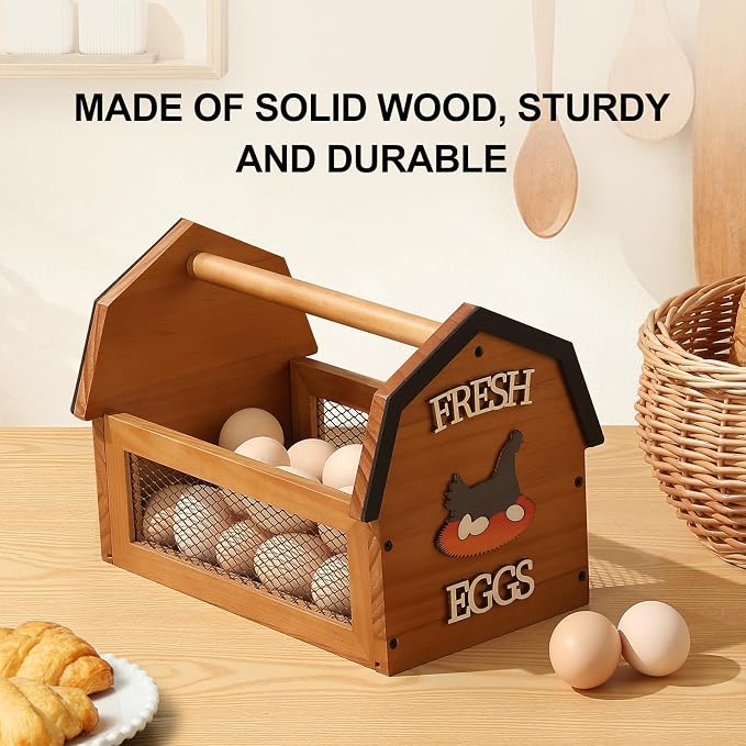 Wood Farmhouse Egg Collecting Basket - Image 3