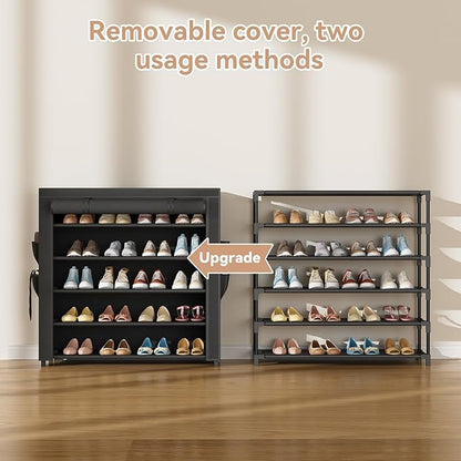LANTEFUL Shoe Rack with Covers 5 Tier Tall Shoe Rack Organizer Large Capacity - Image 5