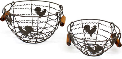 CVHOMEDECO. Round Wire Egg Baskets Rustic Fruit Baskets - Image 2