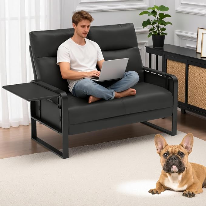 Faux Leather Loveseat, Upholstered Loveseat - Image 3