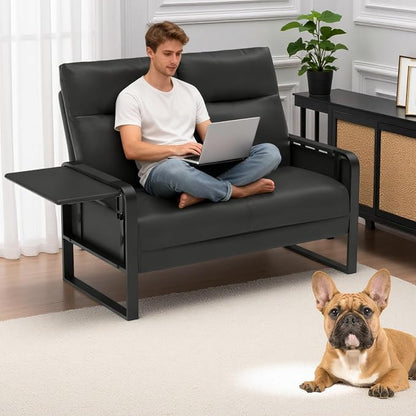 Faux Leather Loveseat, Upholstered Loveseat - Image 3