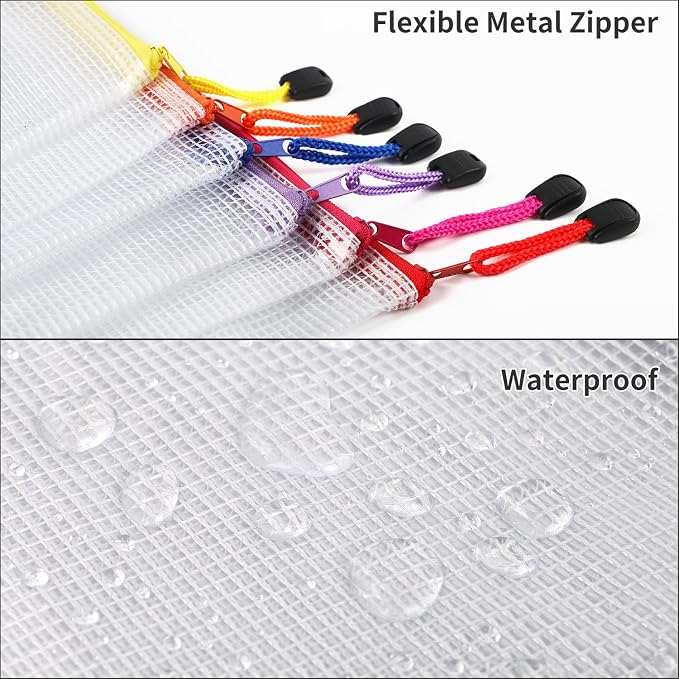 EOOUT 30pcs Mesh Zipper Pouch Bags, 8 Sizes Plastic Bags, 8 Colors Zipper - Image 4
