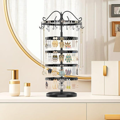 MODOWEY Rotating Jewelry Holder Organizer Stand, 5 Tier Metal Adjustable - Image 6
