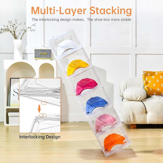 4 Pack Hat Organizer for Baseball Caps, Large Clear Cap Organizer - Image 4
