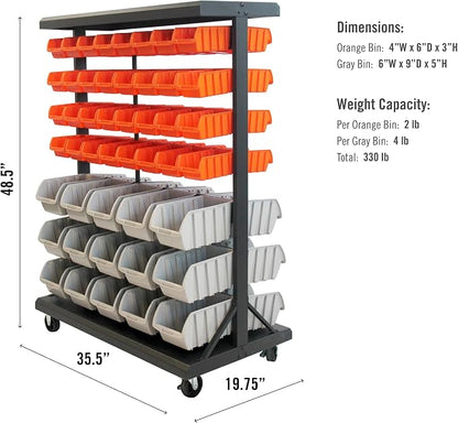 TRINITY 7-Tier Dual-Sided Rolling Bin Rack, 330 Pound Capacity, Includes 94 - Image 3