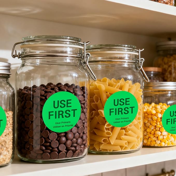 500 Pcs 1.5 Inch Use First Stickers Food Service Roll, Risepekt Green FIFO Label - Image 5