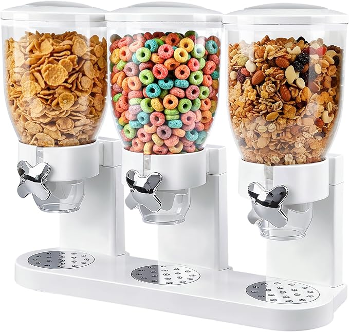 Triple Cereal Dispenser Countertop 2L, Airtight Cereal Containers Storage by adorabby