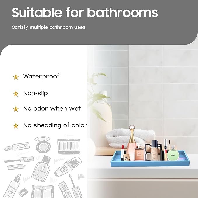 Vanity and Bathroom Tray, Waterproof Vanity Tray - Image 2