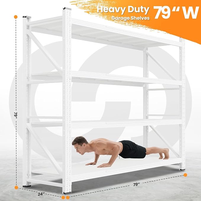 79”W Garage Shelving Heavy Duty, 24” Deep Metal Storage Shelves, 6000LBS - Image 2