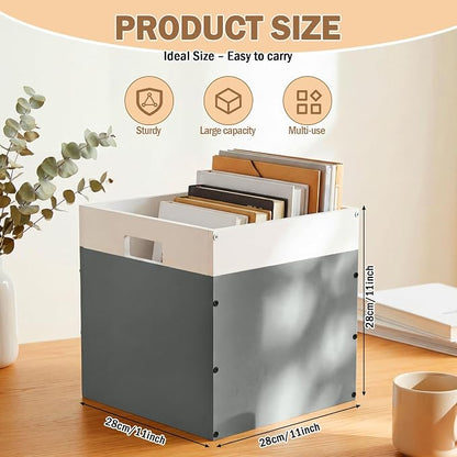 AceOrbit 2 Pack Gray Wood Crates Wooden Storage Box, Modular Open Cube Bins - Image 2