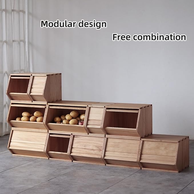 Stackable Solid Wood Storage Chests, Bins - Image 7