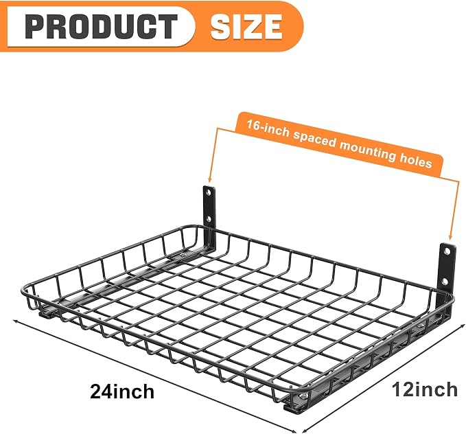 TORACK 2 Pack 12x24 inch Wall-Mounted Shelves, Garage Wall Shelf - Image 3
