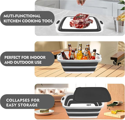 8L/16L BBQ Prep Tub with Cutting Board, Lid & Complimentary Mitts/Gloves – - Image 5