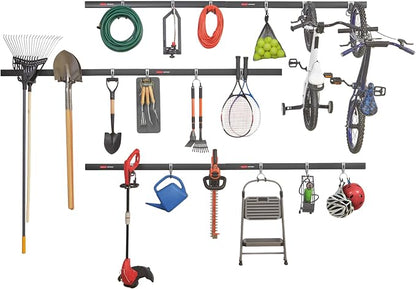 Rubbermaid 24-Piece FastTrack Garage Wall-Mounted Storage Kit, 6 Rails and 18 by Rubbermaid