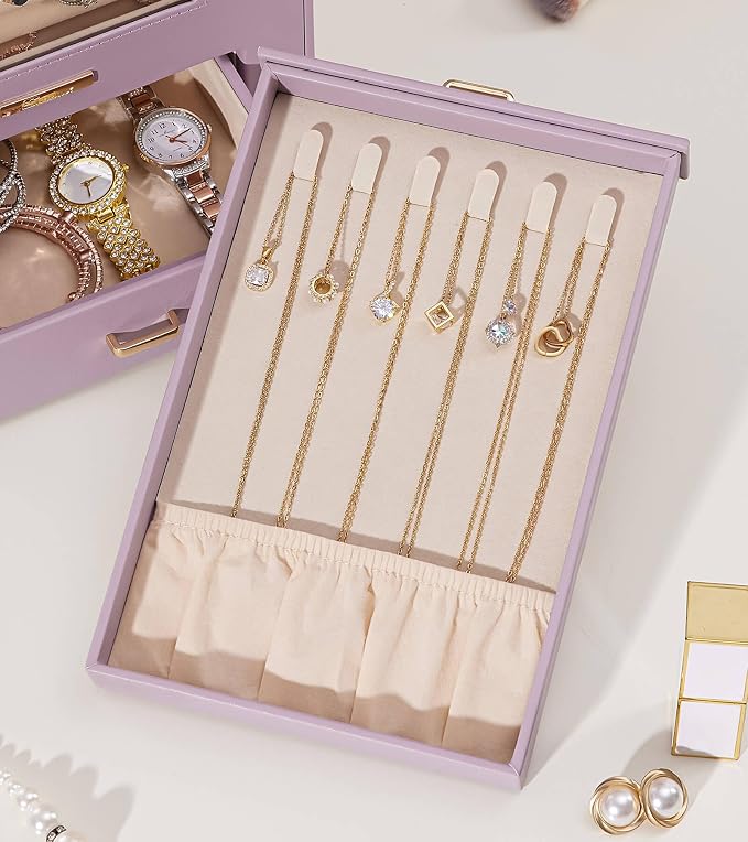 Homde Jewelry Organizer with Transparent Window Necklace Hooks Gift - Image 9