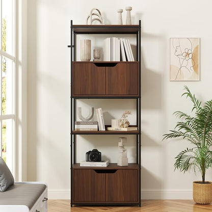 Bookcase with 4 Doors, 6 Tier Open Bookshelf - Image 3
