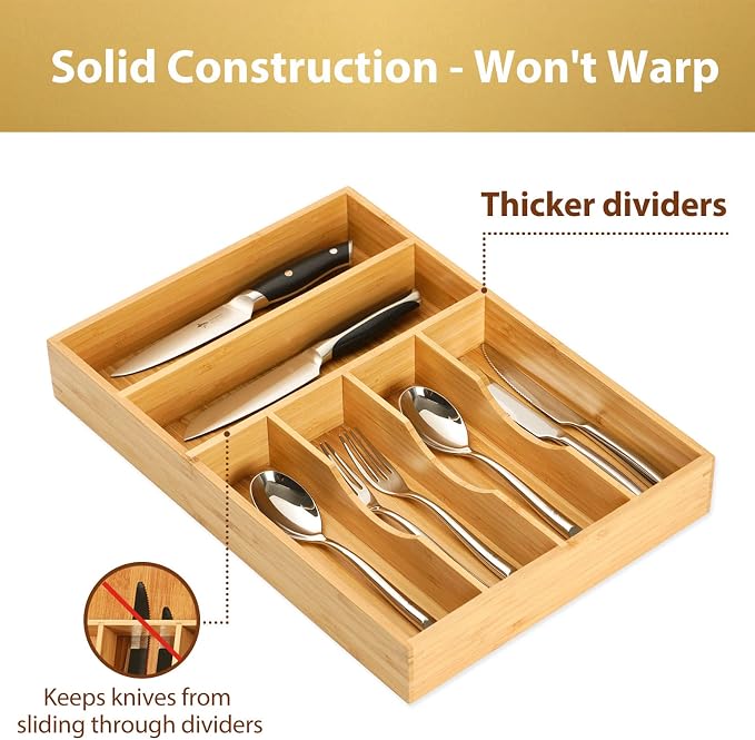 Umilife Kitchen Drawer Organizer, 12 Inch Silverware Utensil Tray Holder - Image 3