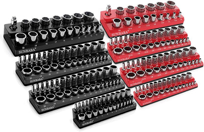 8-Piece Magnetic Socket Organizer Set, 1/4" and 3/8" SAE & Metric Deep & by SUNBABATOOLS