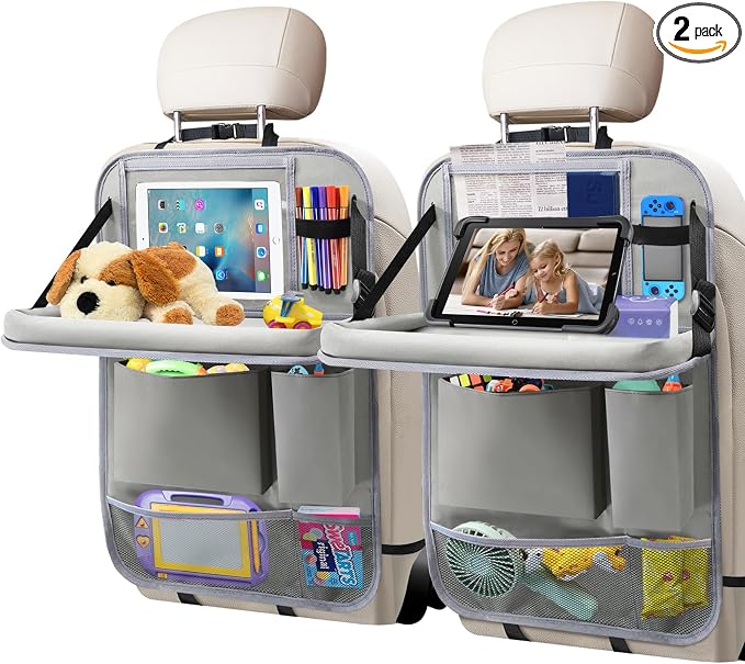 Car Backseat Organizer with Tablet Holder, 6 Storage Pockets Foldable Table by EtreJeune