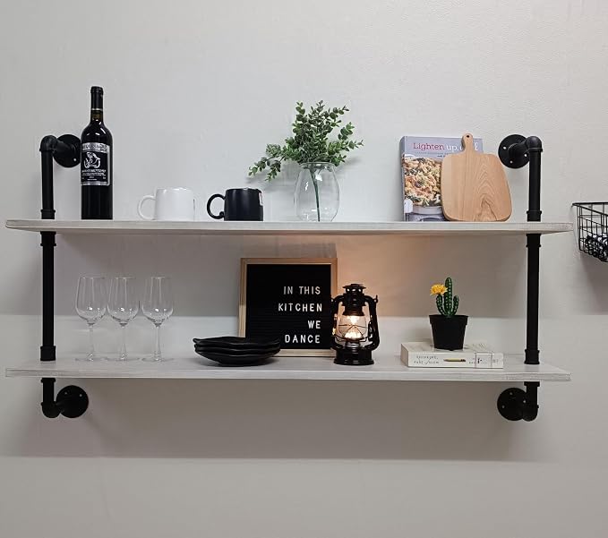 HDDFER Floating Shelves for Wall Bookshelf Industrial Pipe Shelving Shelves - Image 4