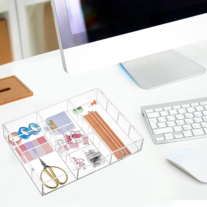 Acrylic Drawer Organizer Clear Desk Drawer Organizer Trays - Image 7