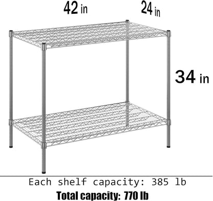 24" Deep x 42" Wide x 34" Height Wire Shelving Kit | 2-Tier | NSF Commercial - Image 3