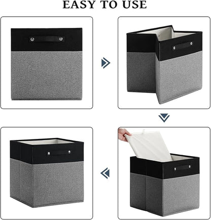 FinishingBo 13x13x13 Storage Cube Bins 6 Pack, Cube Shelf Baskets | Foldable - Image 4