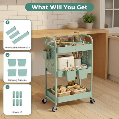 danpinera Rolling Cart, Movable Utility Organizer - Image 3
