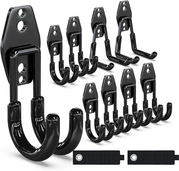 3-H Garage Wall Hooks 10 Pack, Garage Hooks Heavy Duty by 3-H