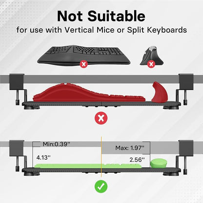 BONTEC KMT01 Under Desk Keyboard Tray, Pull-Out Keyboard & Mouse Platform - Image 6