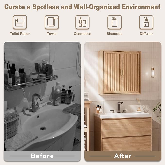 INNOD Bathroom Storage Cabinet, Over the Toilet Storage Cabinet, Medicine - Image 3